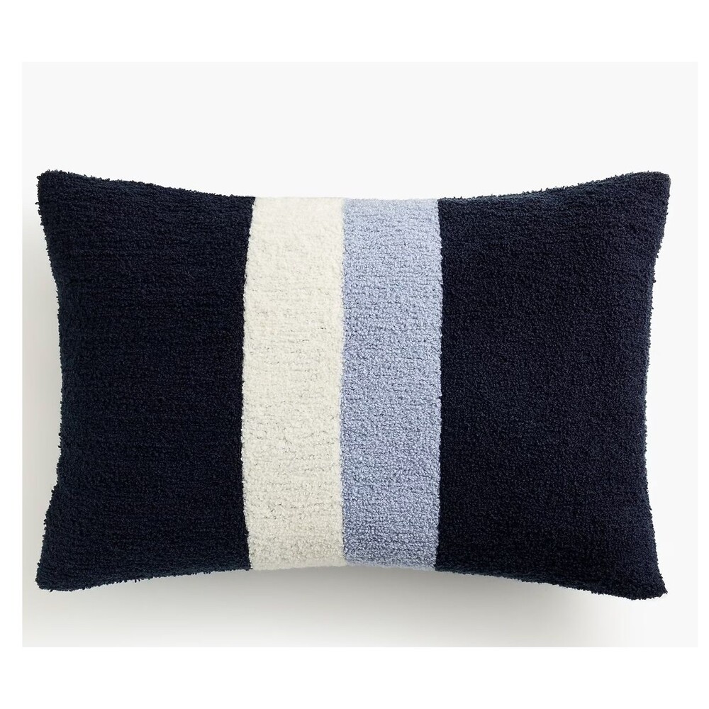 J.Crew Home Bouclé Rugby Lumbar Pillows – Navy/White/Blue Pair 12x18